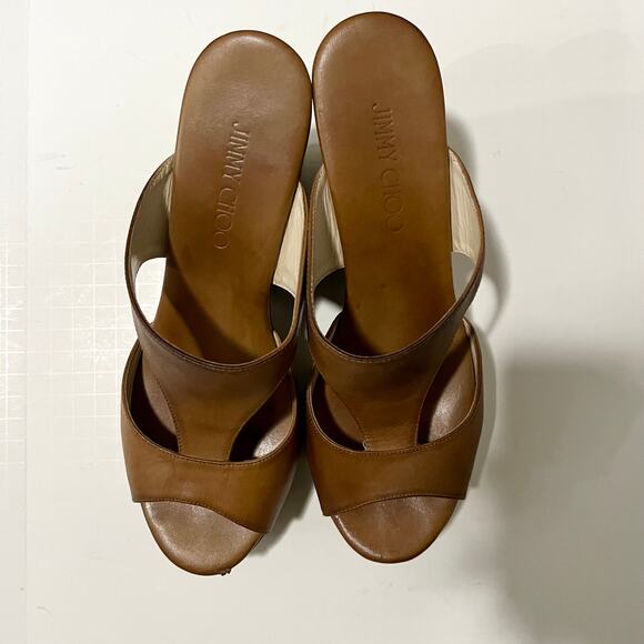 Jimmy Choo Cognac Sandal Wedges 41 - Picture 2 of 8